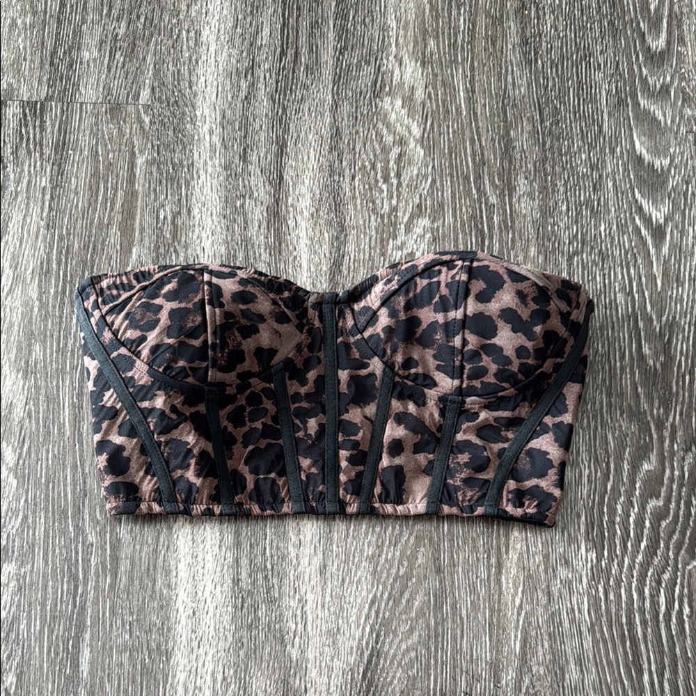 Leopard Print Bustier Top